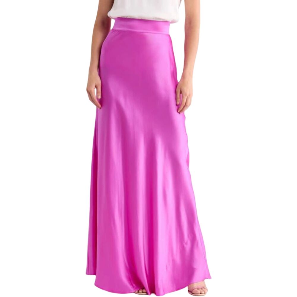 L'Agence Ryker Bright Purple 100% Silk Charmeuse Bias Maxi Skirt NWT Sz 4